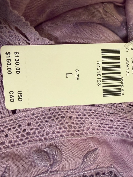 Anthropologie Lavender Lace-Trim Peasant Blouse - Picture 5 of 6